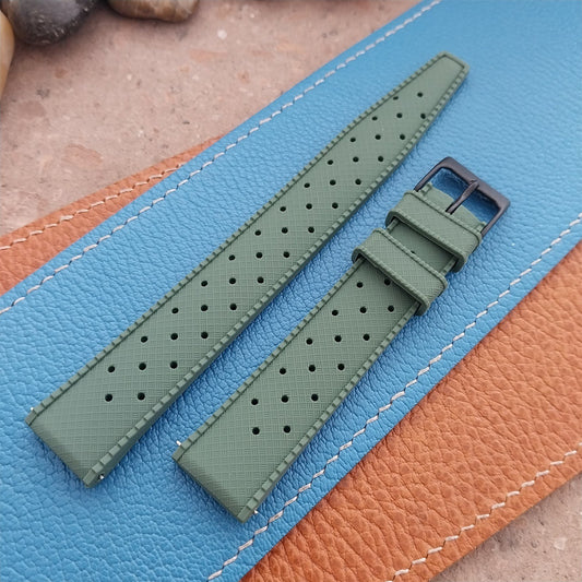 18mm FKM Green Tropical Divers Watch Strap QR Spring Bars Black Stainless Buckle