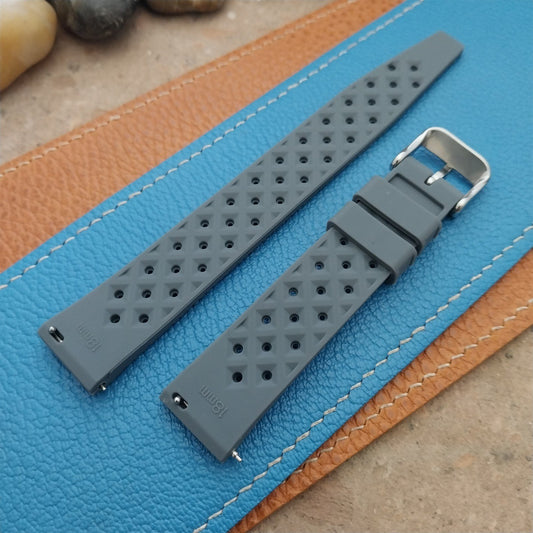 18mm FKM Gray Tropical Divers Watch Strap QR Spring Bars Polished Buckle