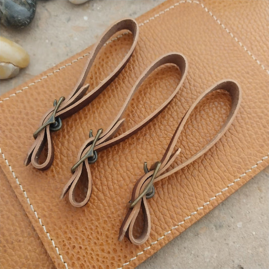 3 Shell Cordovan Leather 3/8" Vintage Pocket Watch Fob Strap & Solid Cast Buckle