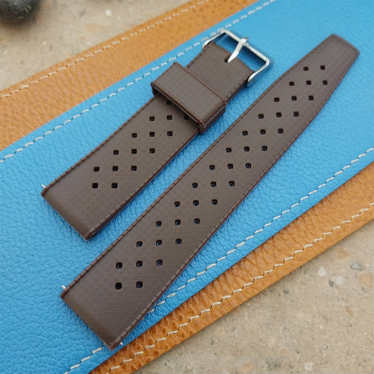 22mm FKM Brown Tropical Divers Watch Strap QR Spring Bars Polished Buckle