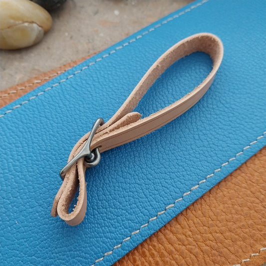 3/8" Natural Veg Tanned Leather Watch Fob Strap & Antique Nickel Finish Buckle