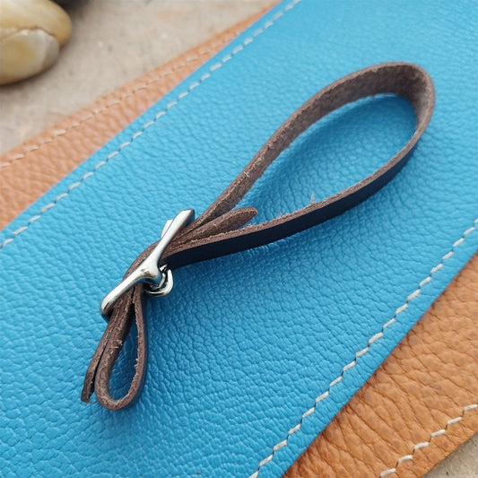 3/8" Brown English Bridle Leather Watch Fob Strap &Polished Nickel Finish Buckle