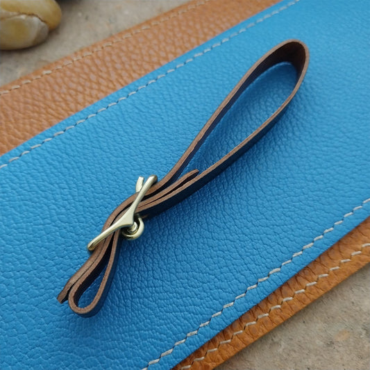 3/8" Shell Cordovan Vintage Pocket Watch Fob Strap Polished Brass Finish Buckle