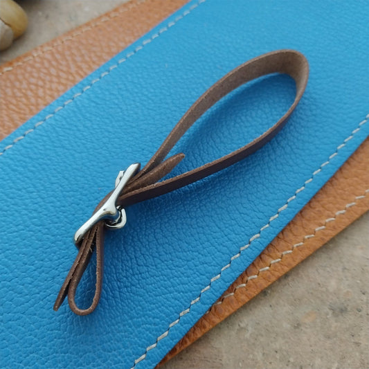 3/8" Brown Saddle Leather Watch Fob Strap & Polished Nickel Finish Buckle