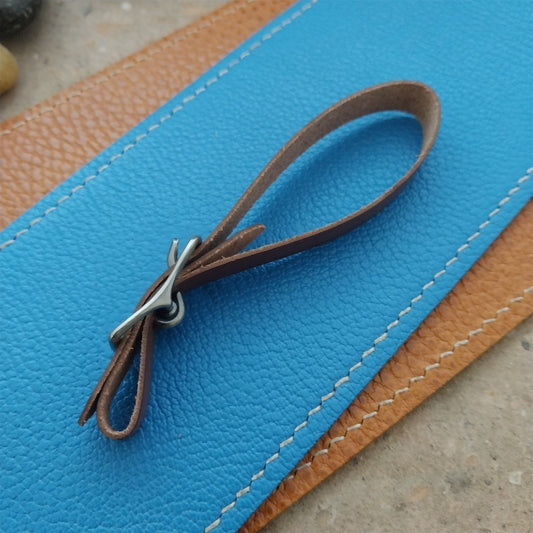 3/8" Brown Saddle Leather Watch Fob Strap & Antique Nickel Finish Buckle