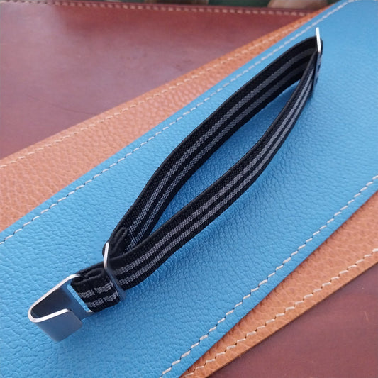 20mm Marine Nationale MN French Parachute Black & Gray Elastic Watch Strap