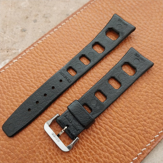 Vintage 20mm Skindiver Black Aqua GS Watch Strap & Acier Buckle