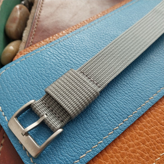 20mm Ribbed Gray Nylon Single-Pass Watch Strap