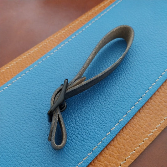 Blue Pueblo Leather Pocket Watch Fob Strap & Black Finish Buckle