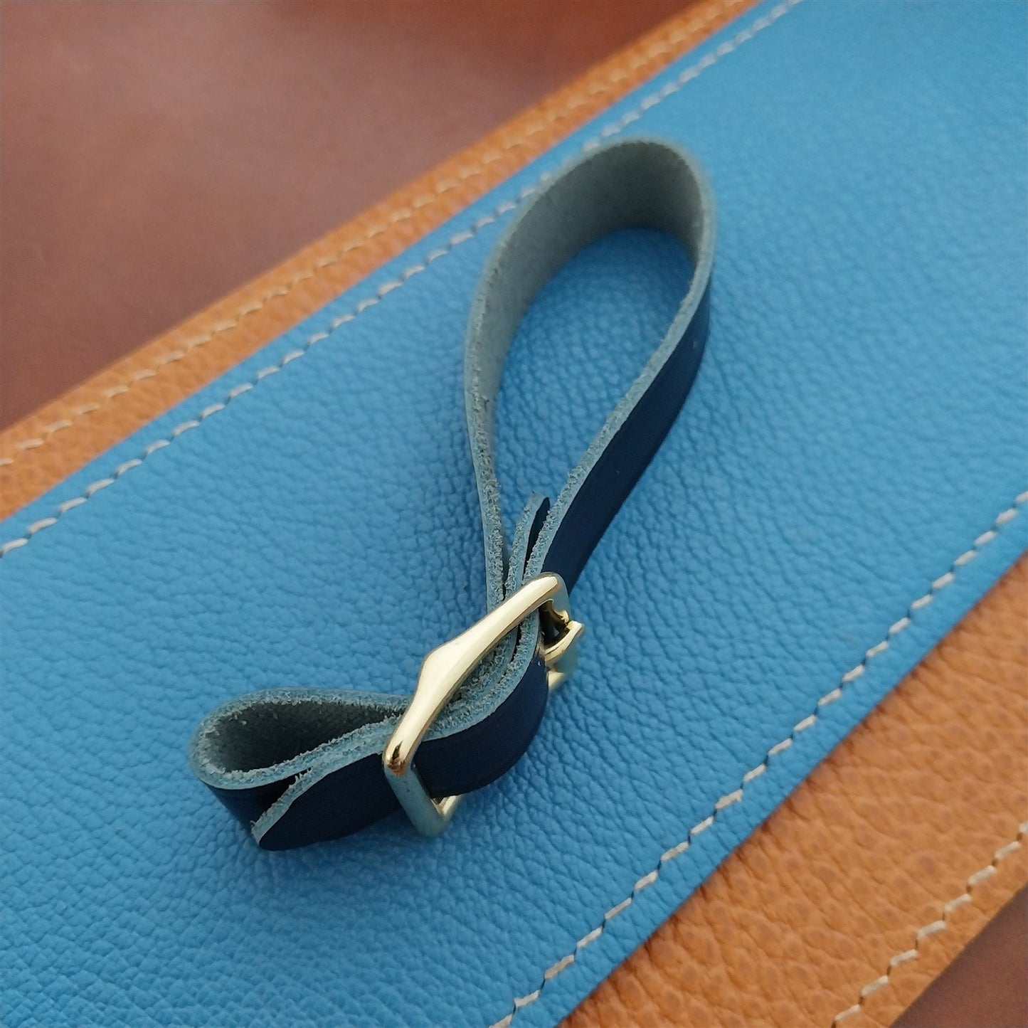 Ilcea Museum Calf Leather Pocket Watch Fob Strap & Polished Brass Finish Buckle