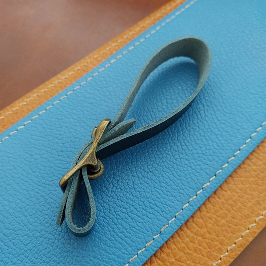 Ilcea Museum Calf Leather Pocket Watch Fob Strap & Antique Brass Finish Buckle