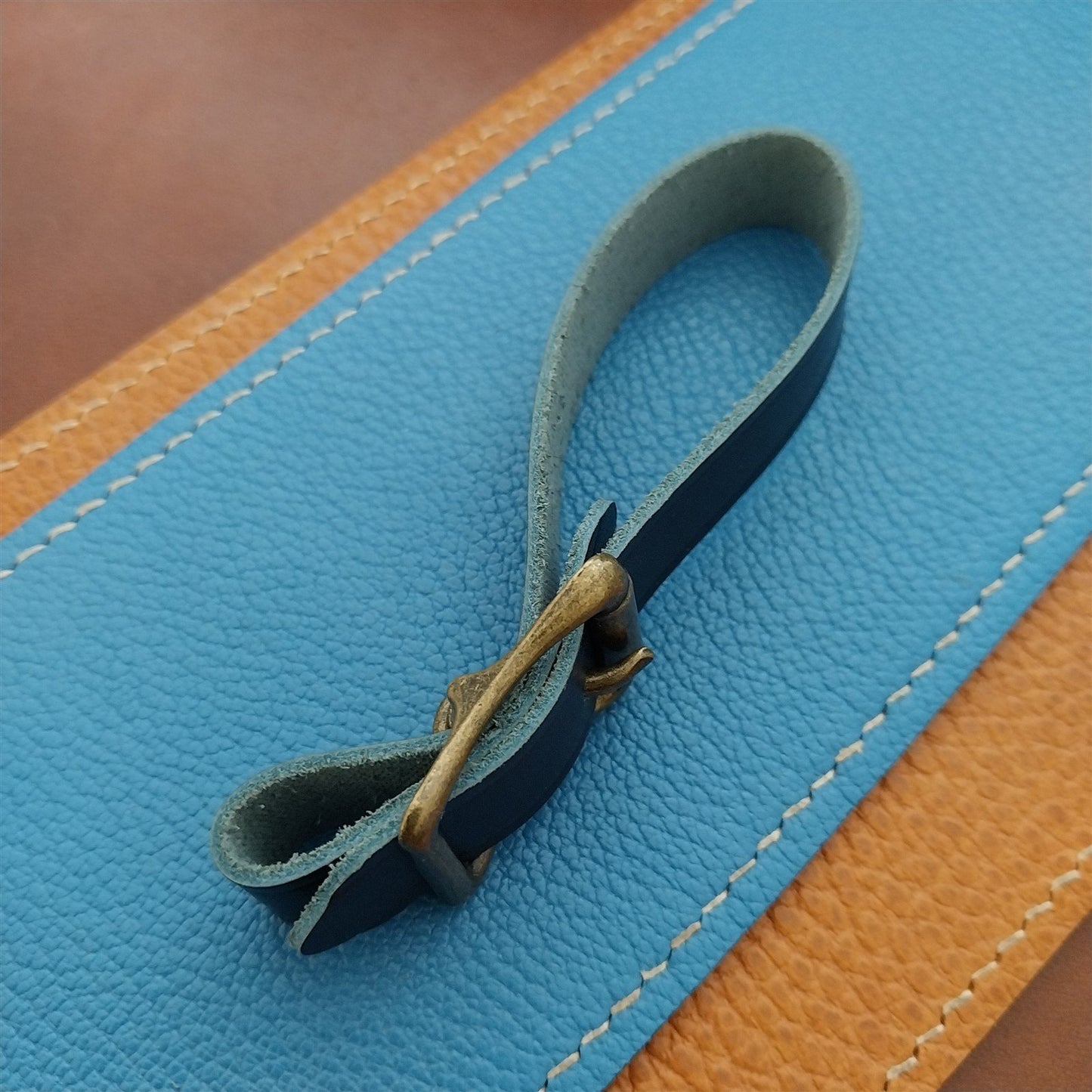 Ilcea Museum Calf Leather Pocket Watch Fob Strap & Antique Brass Finish Buckle