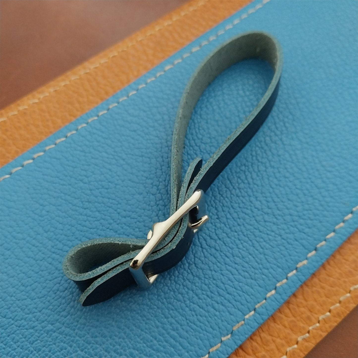 Ilcea Museum Calf Leather Pocket Watch Fob Strap & Polished Nickel Finish Buckle