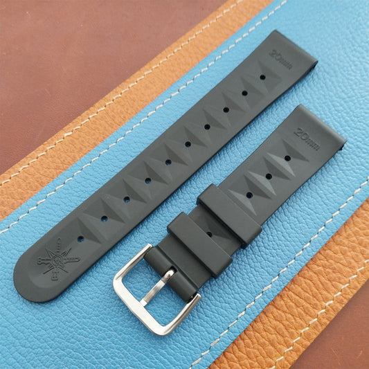 20mm TPU Rubber Black 6105 Waffle Divers Watch Strap