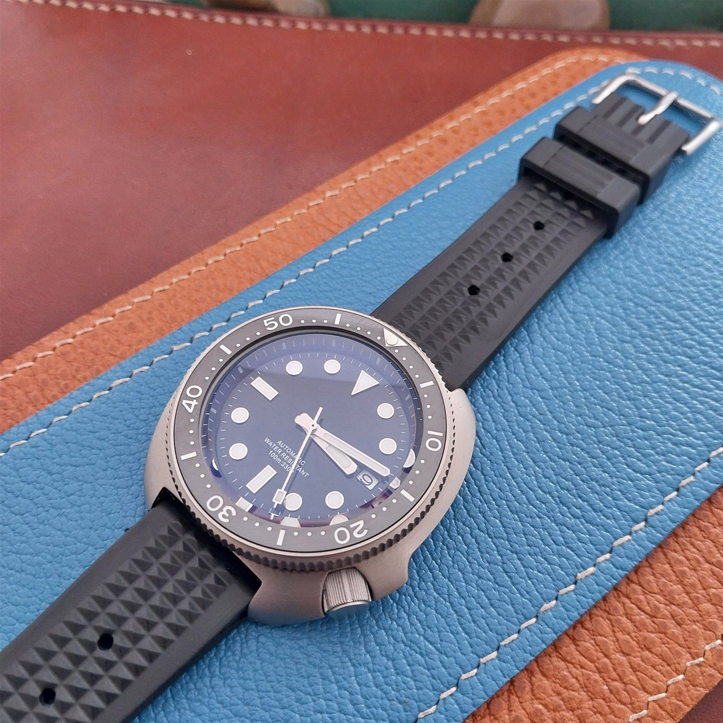 20mm TPU Rubber Black 6105 Waffle Divers Watch Strap