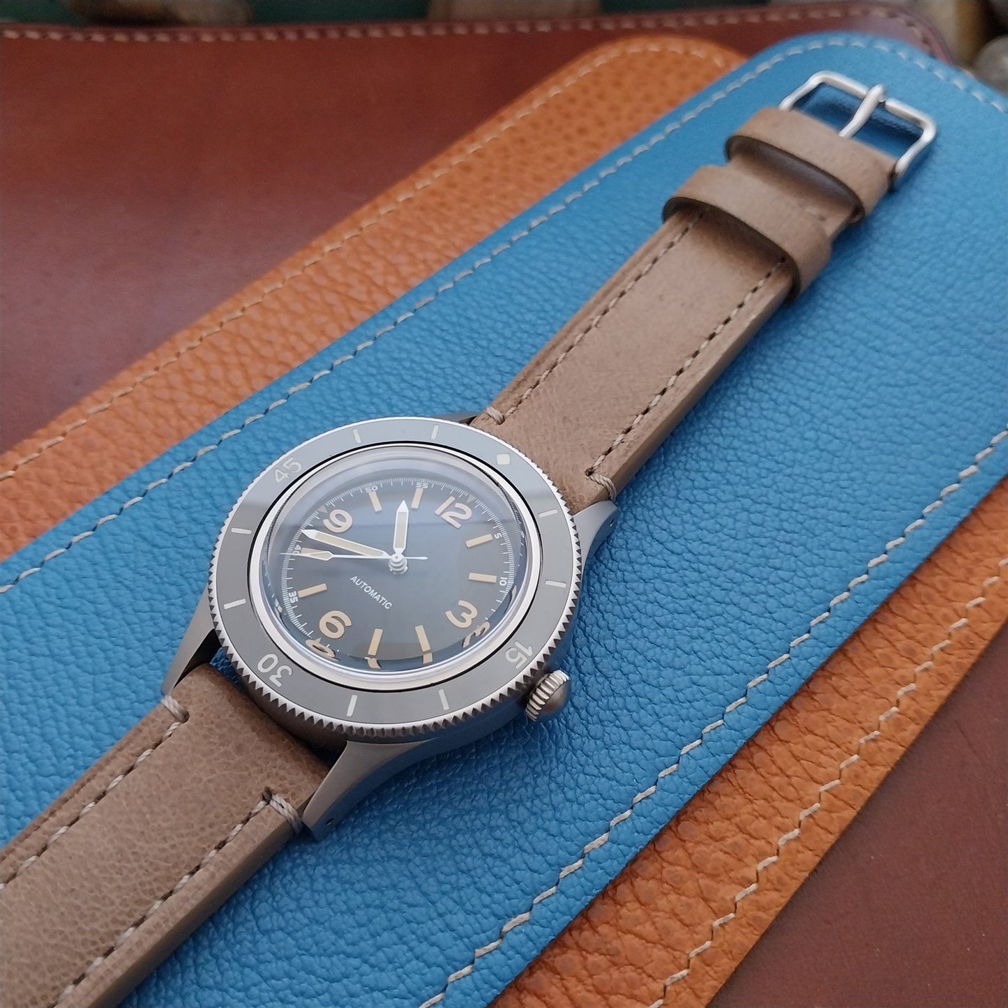 20mm Fleurus France Natural Camel Leather Watch Strap