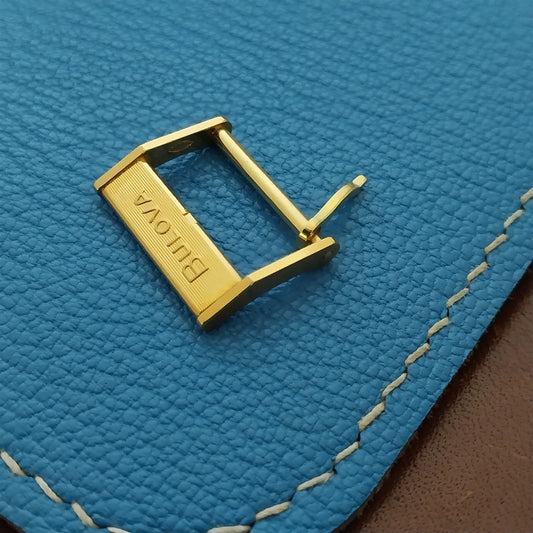 16mm Vintage Bulova Logo Yellow Gold-Tone Unused Watch Strap Buckle