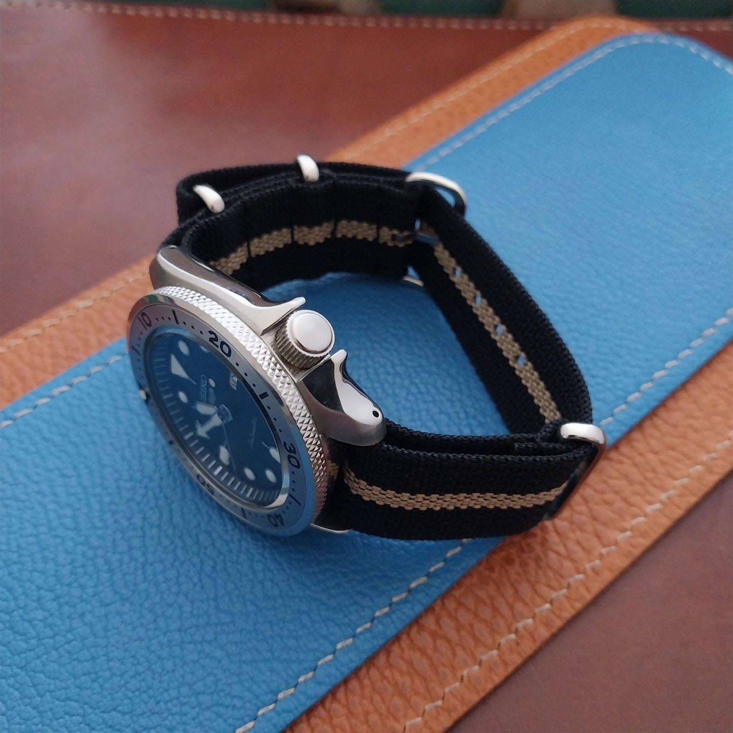 22mm Black & Tan Striped Nylon Classic G10 MoD Watch Strap