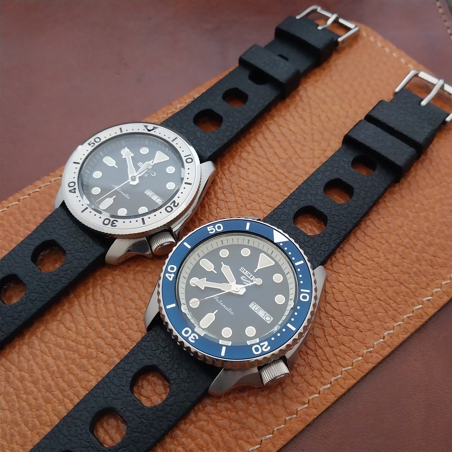 22mm TPU Rubber Black Tropical Sport Diver Rally Watch Strap