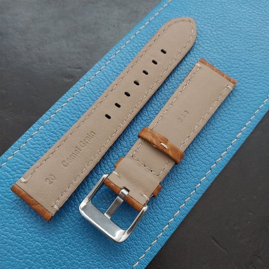 20mm Camel Leather Semi-Padded Tapered 20/18 Watch Strap