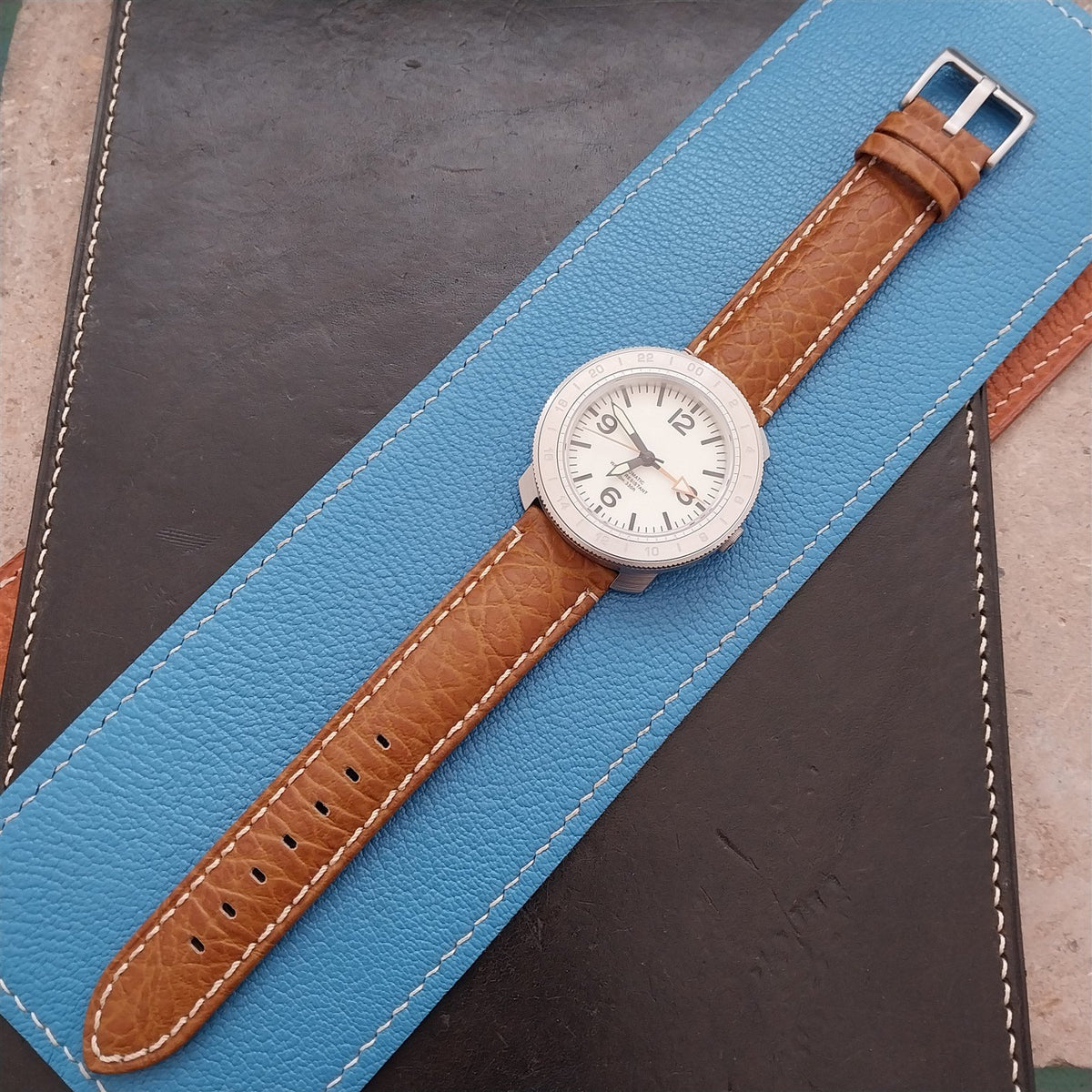 20mm Camel Leather Semi-Padded Tapered 20/18 Watch Strap