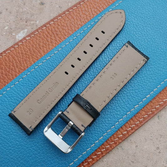 20mm Black Camel Leather Semi-Padded Tapered 20/18 Watch Strap
