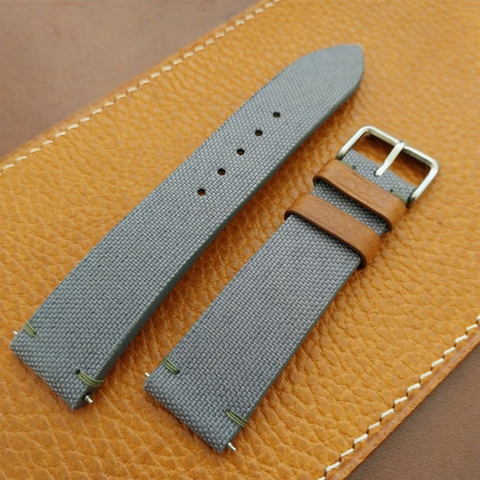 20mm HDStraps Gray Canvas & Leather Unused 20/18 Watch Strap