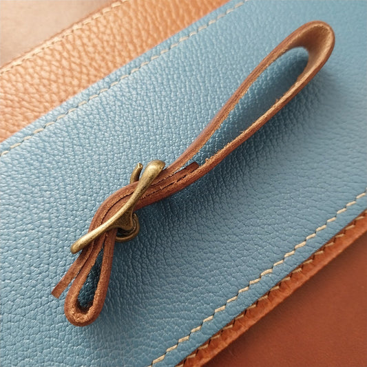 1/2" Brown Harness Leather Watch Fob Strap & Antique Brass Finish Buckle