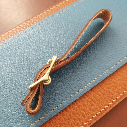 1/2" Brown Harness Leather Watch Fob Strap & Polished Brass Finish Buckle