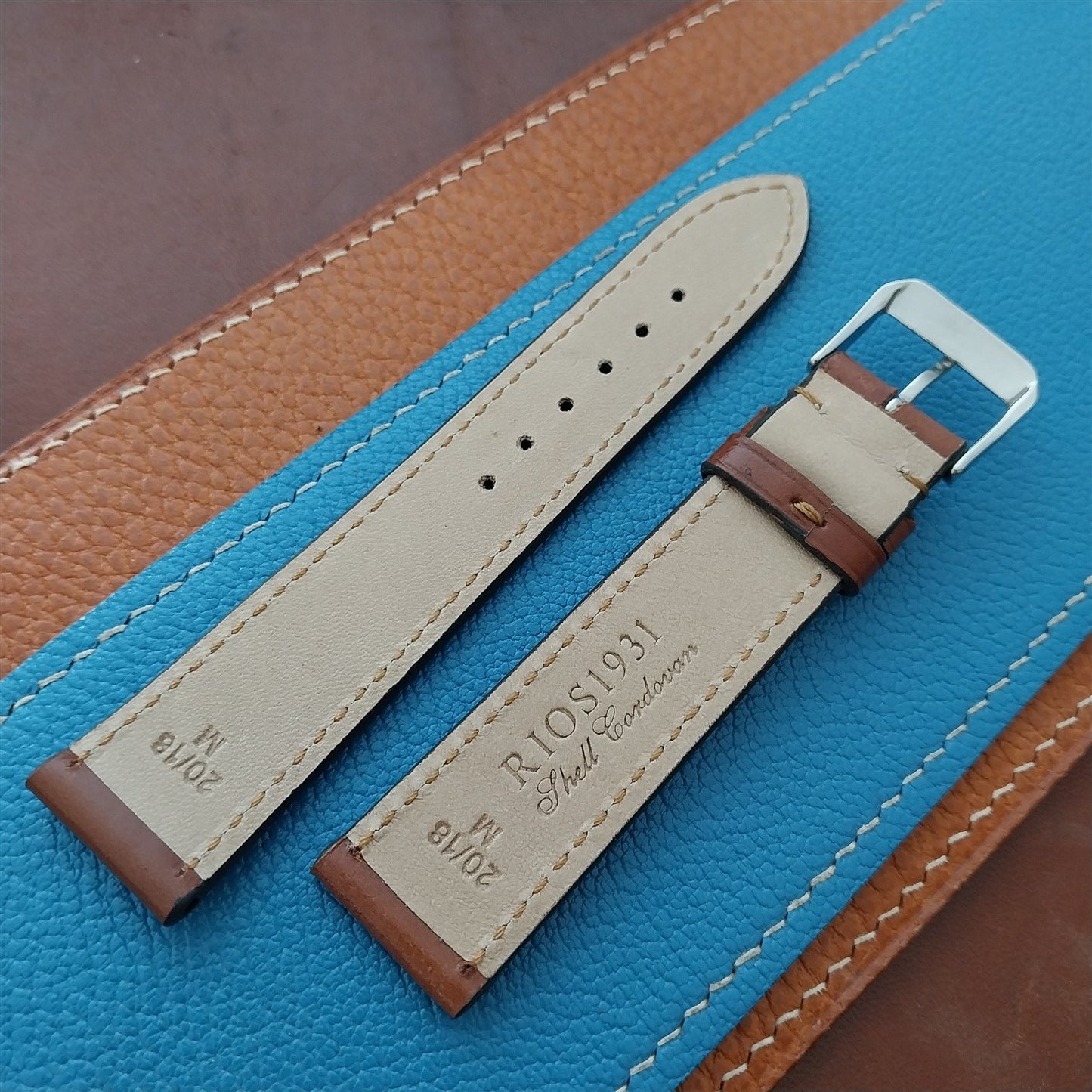 20mm Rios Seattle Brown Shell Cordovan Leather Tapered 20/18 Watch Strap