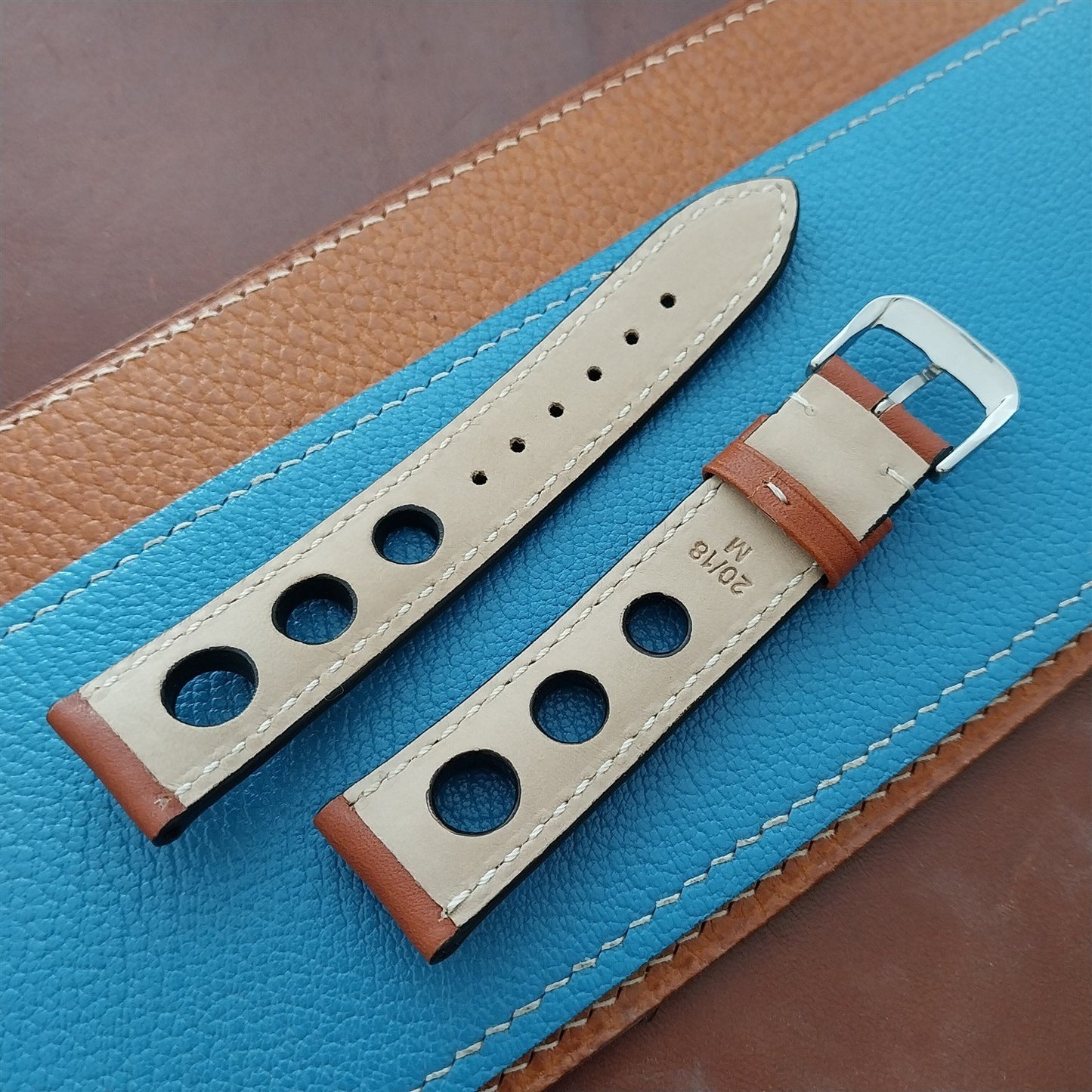 20mm Rios Rally Cognac Kaluga Leather Unused Tapered 20/18 Watch Band