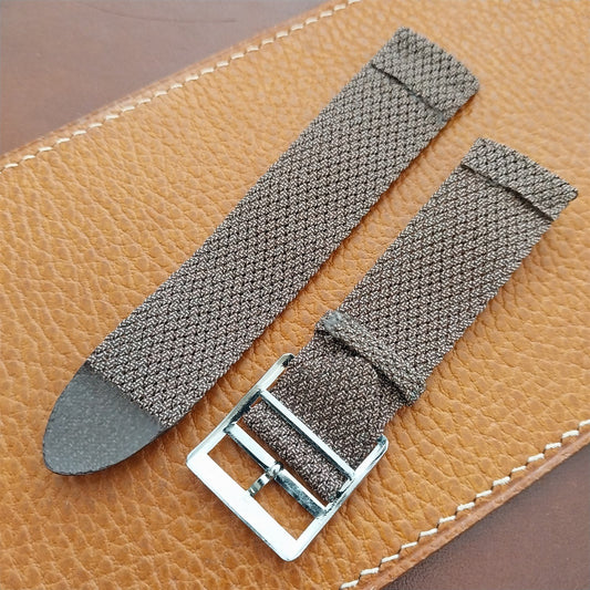 Vintage 20mm Braided Perlon 2piece Brown Melange 1960s Classic Field Watch Strap