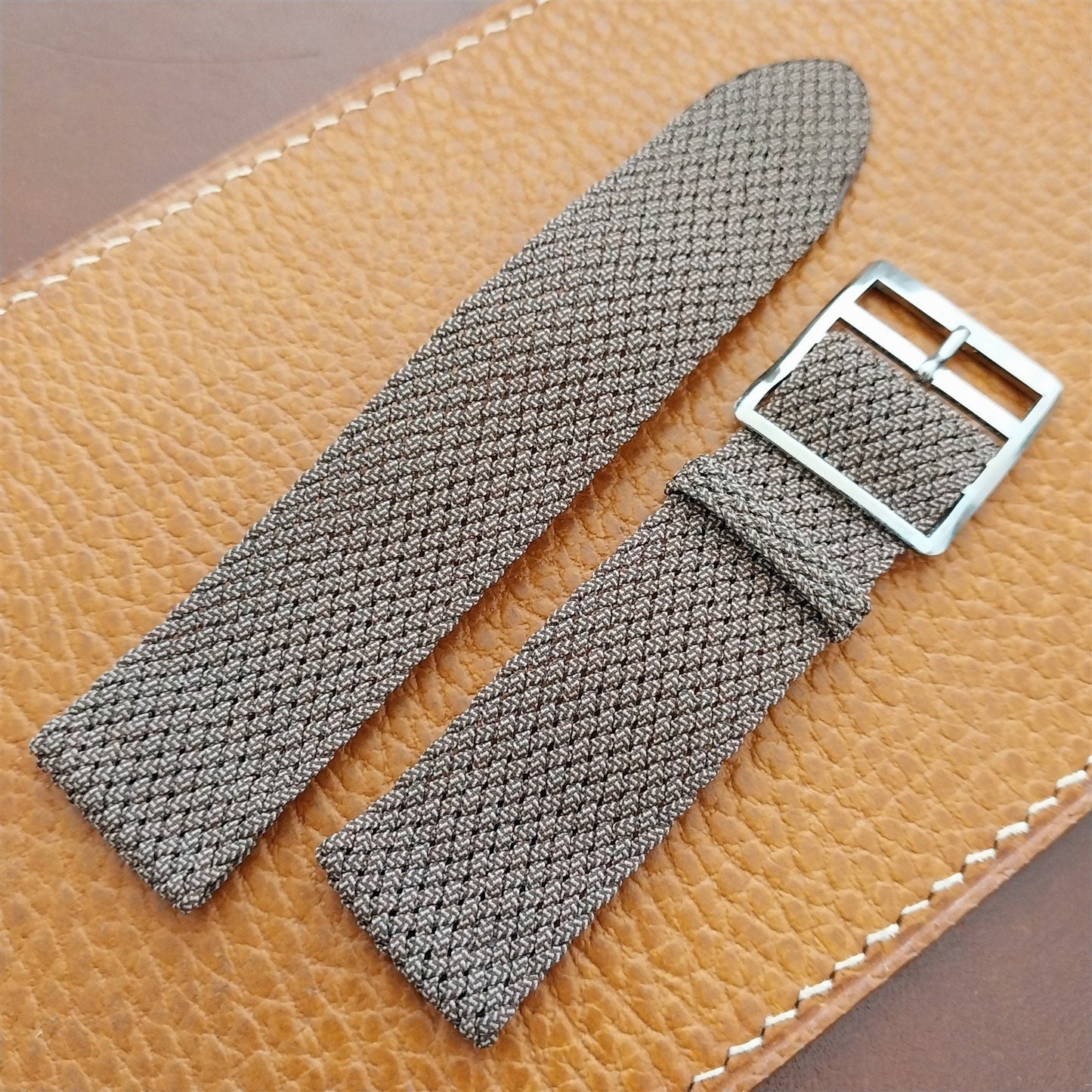 Vintage 20mm Braided Perlon 2piece Brown Melange 1960s Classic Field Watch Strap