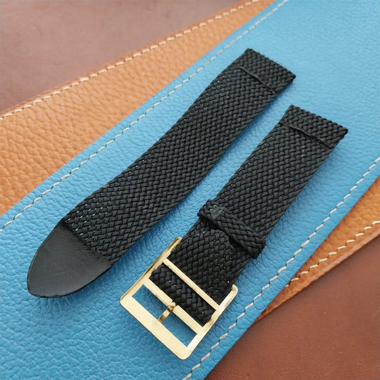 Vintage 20mm Braided Perlon Mesh Black Two-piece 1960s Field Watch Strap