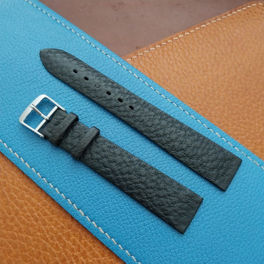 1960s 18mm Black Leather Classic Tapered 2-Keeper Unused Vintage Watch Strap