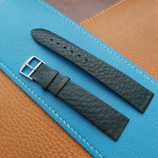 1960s 18.5mm Black Leather Classic Tapered 2-Keeper Unused Vintage Watch Strap