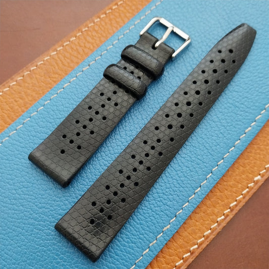 19mm Rubber Black Tropical Vintage 1960s 1970s Style Diver Watch Strap