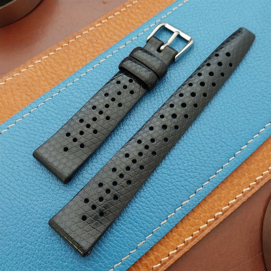 18mm Rubber Black Tropical Vintage 1960s 1970s Style Diver Watch Strap