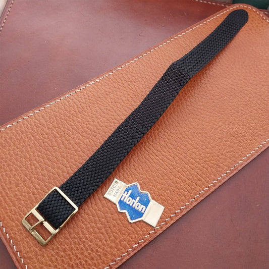 Vintage 16mm Black Braided Perlon Classic Single Pass Unused 1960s Watch Strap