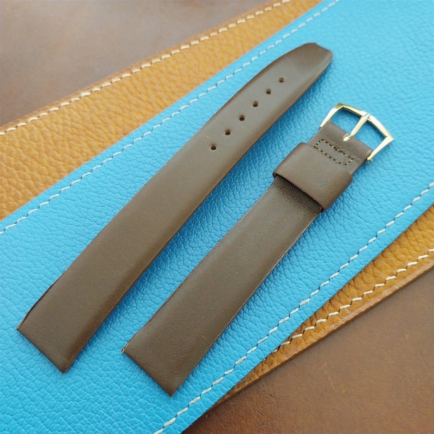 17mm Speidel Long Brown Tapered Leather Unused 1970s Vintage Watch Strap