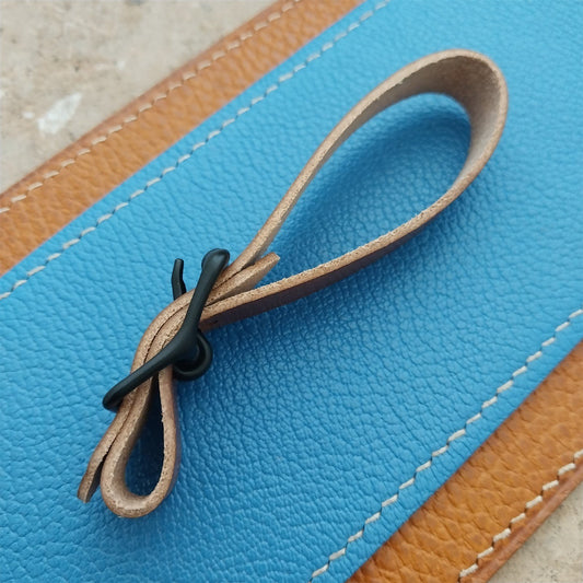 1/2" Brown Harness Leather Pocket Watch Fob Strap & Black Finish Buckle