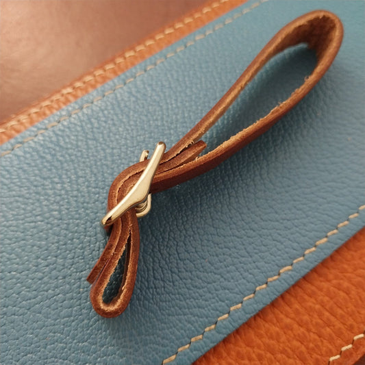 1/2" Brown Harness Leather Watch Fob Strap & Polished Gold Finish Buckle