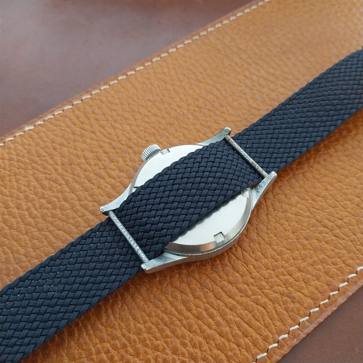 Vintage 18mm Braided Perlon Dark Blue 1960s Single Pass Unused Watch Strap