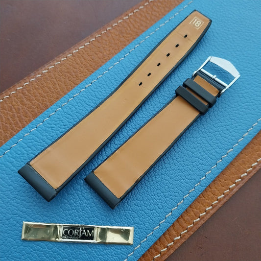 Vintage Alexander 18mm Black Corfam Classic Tapered 18/15 Classic Watch Strap