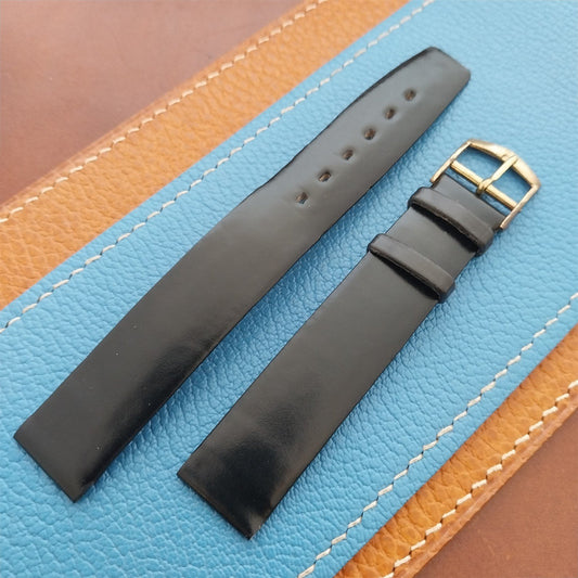 Vintage Alexander 16mm Black Corfam Classic Tapered 16/15 Classic Watch Strap