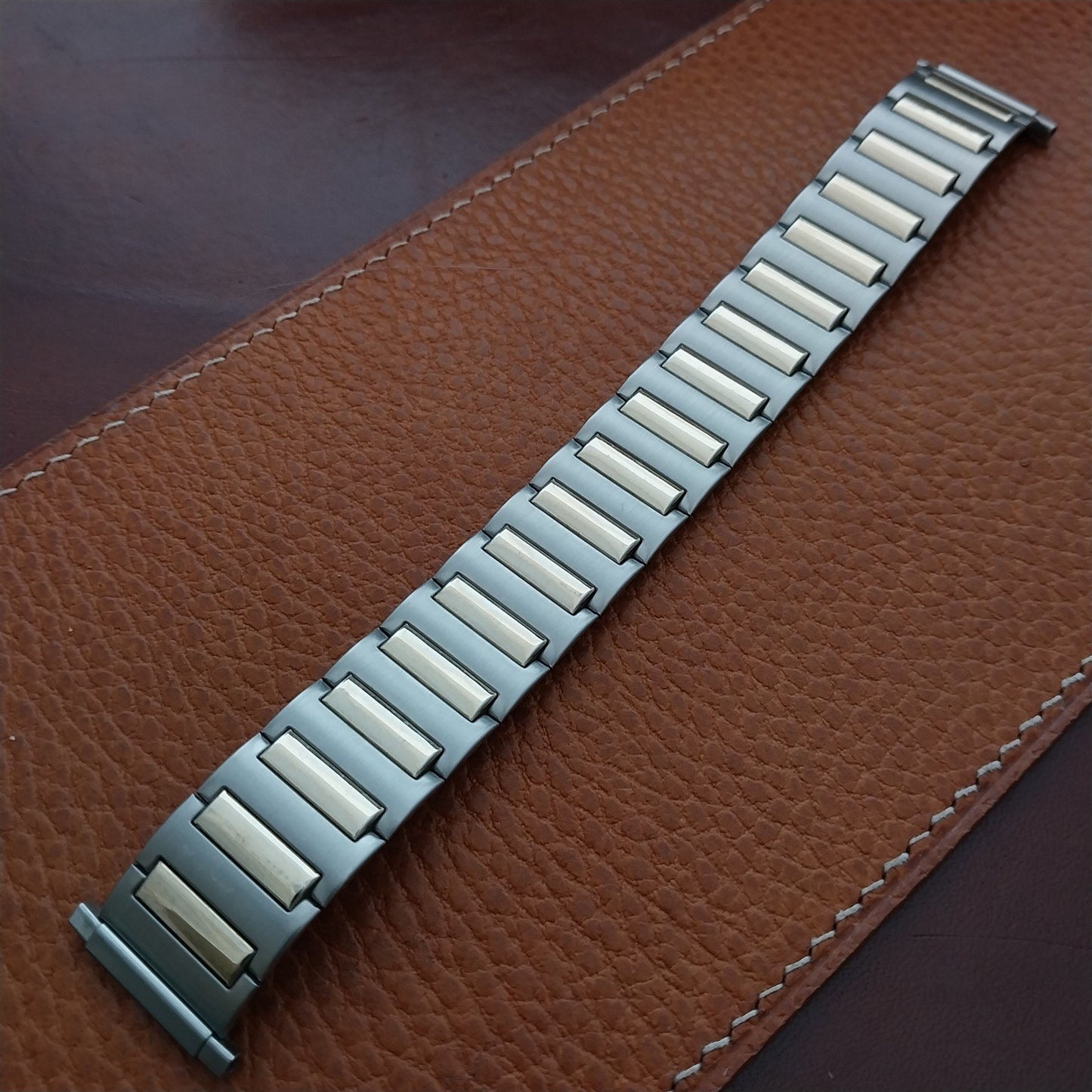 Speidel Wide Stainless Steel & Gold Long Expansion Unused Vintage Watch Band