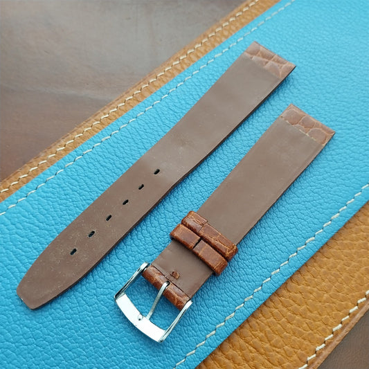 Vintage 17.7mm Alexander Tan Thin Alligator-Grain Classic 1960s Watch Strap