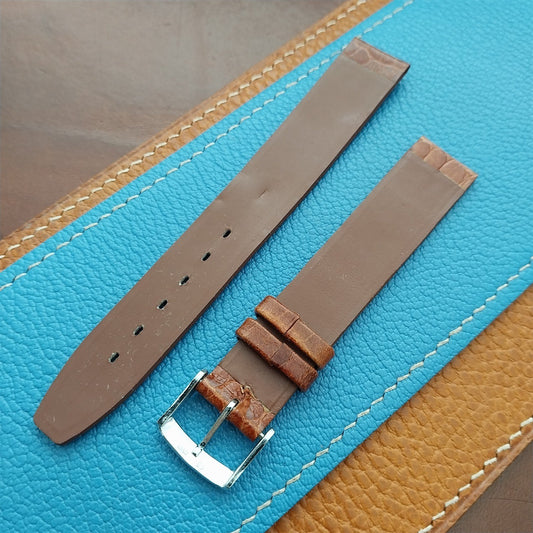 Vintage 16mm Alexander Tan Thin Alligator-Grain Classic 1960s Watch Strap