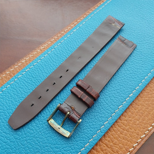 Vintage 16mm Alexander Brown Thin Alligator-Grain Classic 1960s Watch Strap