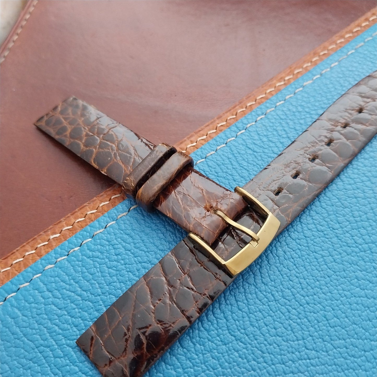 Vintage 5/8" Alexander Brown Thin Alligator Unused Classic 1960s Watch Strap